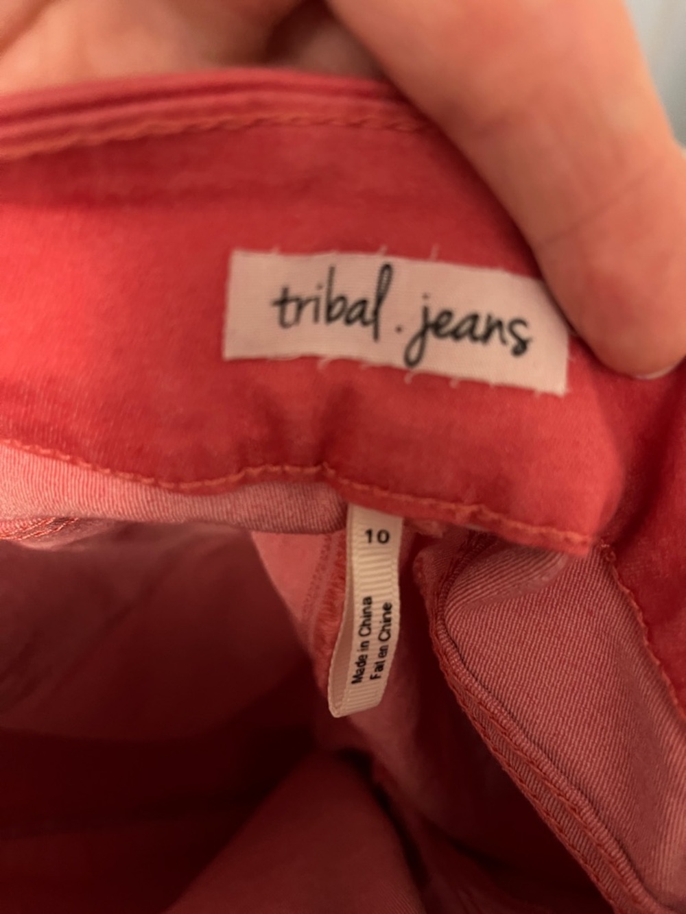Tribal Women's Cropped Jeans in Coral Pink - Picture 3 of 4